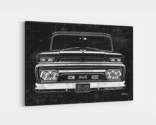 Milweb1 1964, 1965, 1966  GMC Truck CarGrilleArt TM | Sign Car Auto Man Cave Art Grill Garage Men Gifts Wall Decor Canvas Print