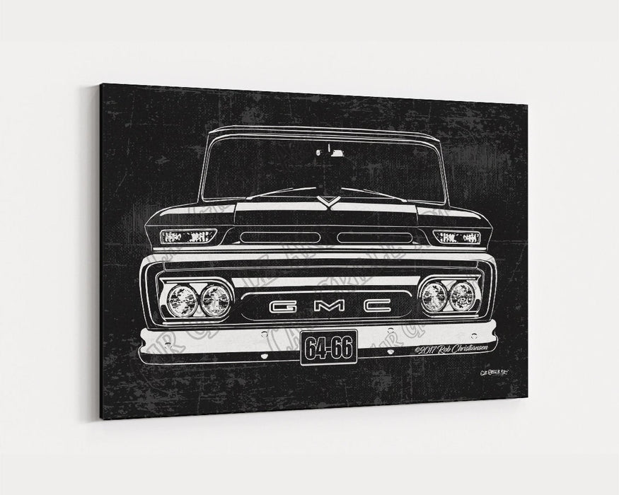 Milweb1 1964, 1965, 1966  GMC Truck CarGrilleArt TM | Sign Car Auto Man Cave Art Grill Garage Men Gifts Wall Decor Canvas Print