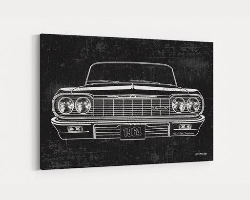 Milweb1 1964 Chevrolet Chevy Impala CarGrilleArt™ | Sign Car Auto Man Cave Art Grill Garage Men Gifts Wall Decor Canvas Print