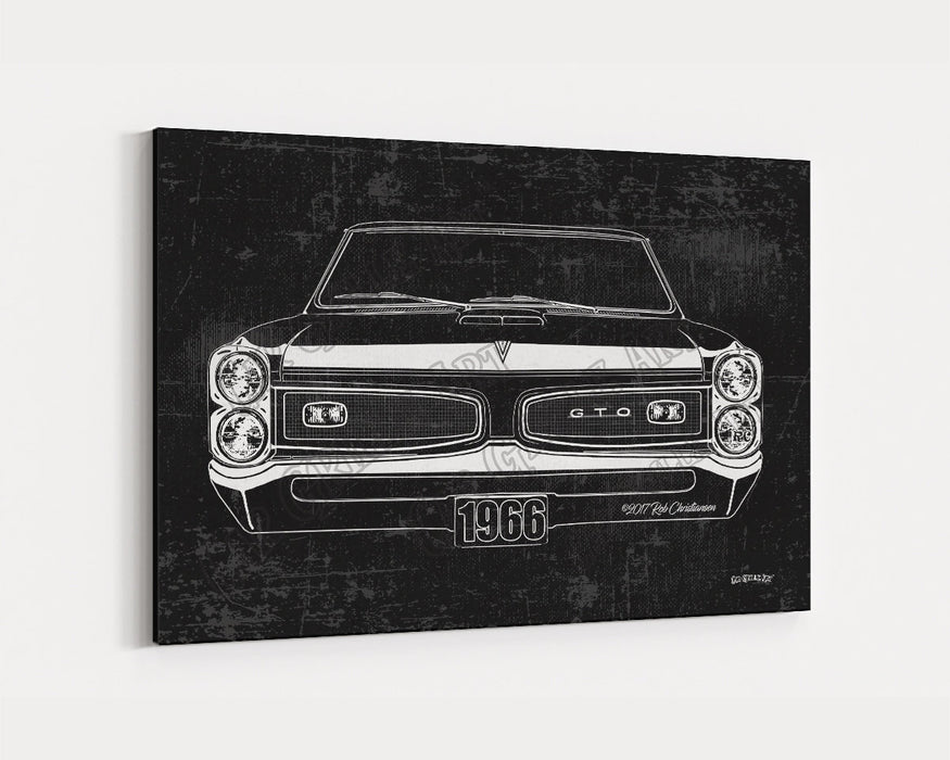 Milweb1 1966 Pontiac GTO CarGrilleArt™ | Sign Car Auto Man Cave Art Grill Garage Men Gifts Wall Decor Canvas Print