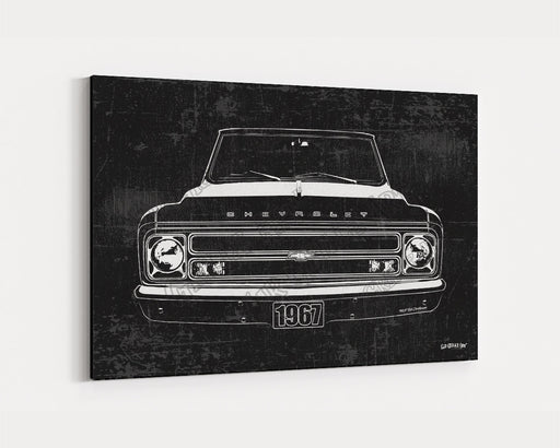 Milweb1 1967 C10 Chevrolet Chevy Truck CarGrilleArt TM | Sign Car Auto Man Cave Art Grill Garage Men Gifts Wall Decor Canvas Print