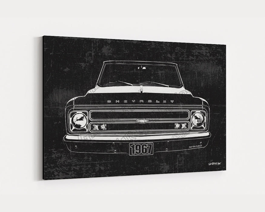 Milweb1 1967 C10 Chevrolet Chevy Truck CarGrilleArt TM | Sign Car Auto Man Cave Art Grill Garage Men Gifts Wall Decor Canvas Print