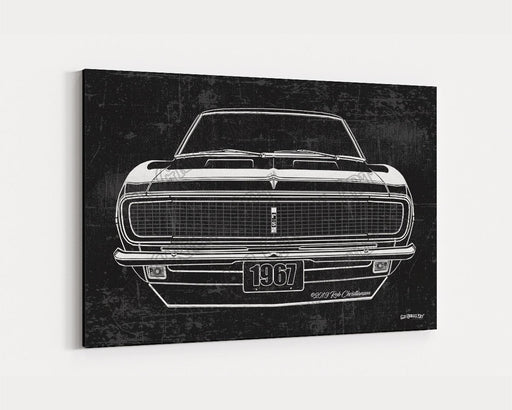 Milweb1 1967 Chevrolet Chevy Camaro RS CarGrilleArt TM | Sign Car Auto Man Cave Art Grill Garage Men Gifts Wall Decor Canvas Print
