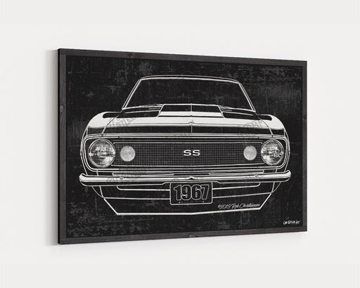 Milweb1 1967 Chevrolet Chevy Camaro SS Super Sport CarGrilleArt TM | Sign Car Auto Man Cave Art Grill Garage Men Gifts Wall Decor Canvas Print
