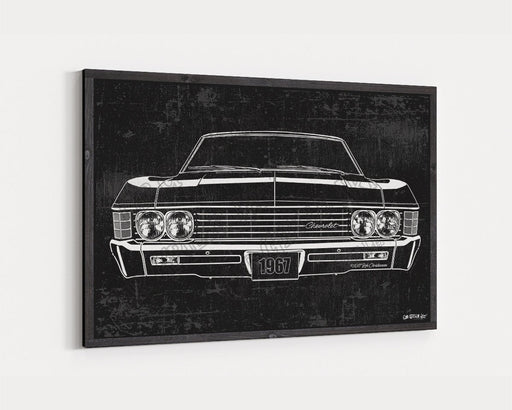 Milweb1 1967 Chevrolet Chevy Impala Biscayne CarGrilleArt™ | Sign Car Auto Man Cave Art Grill Garage Men Gifts Wall Decor Canvas Print