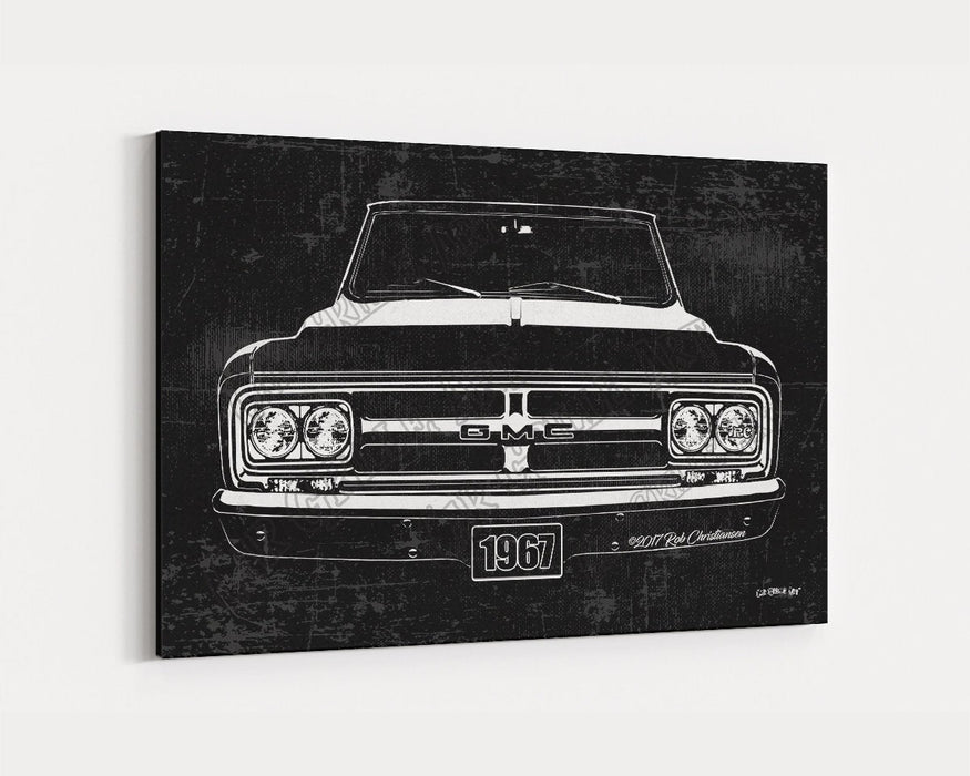 Milweb1 1967 GMC Truck CarGrilleArt TM | Sign Car Auto Man Cave Art Grill Garage Men Gifts Wall Decor Canvas Print