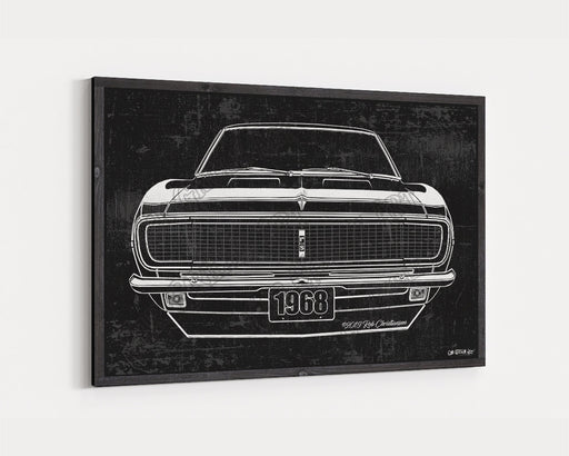 Milweb1 1968 Chevrolet Chevy Camaro RS CarGrilleArt TM | Sign Car Auto Man Cave Art Grill Garage Men Gifts Wall Decor Canvas Print