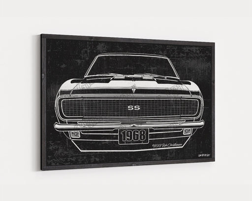 Milweb1 1968 Chevrolet Chevy Camaro SS/RS Hideaway CarGrilleArt TM | Sign Car Auto Man Cave Art Grill Garage Men Gifts Wall Decor Canvas Print