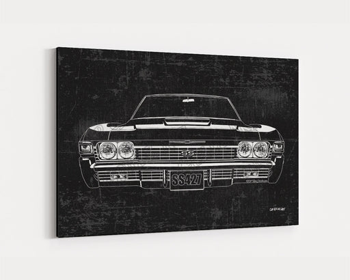 Milweb1 1968 Chevrolet Chevy Impala SS Super Sport 427 CarGrilleArt™ | Sign Car Auto Man Cave Art Grill Garage Men Gifts Wall Decor Canvas Print