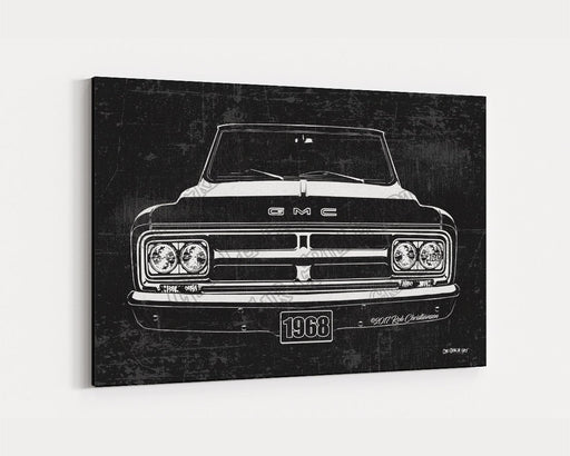 Milweb1 1968 GMC Truck CarGrilleArt TM | Sign Car Auto Man Cave Art Grill Garage Men Gifts Wall Decor Canvas Print