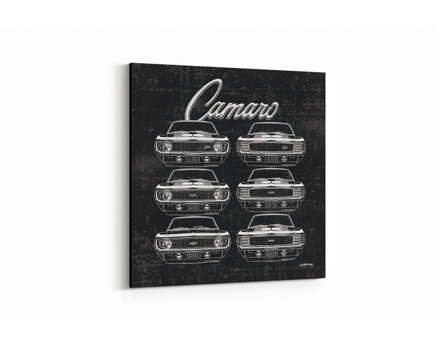 Milweb1 1969 Chevrolet Chevy Camaro All Models CarGrilleArt TM | Sign Car Auto Man Cave Art Grill Garage Men Gifts Wall Decor Canvas Print