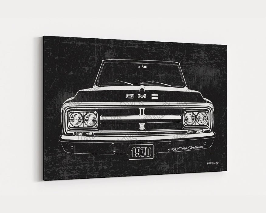 Milweb1 1970 GMC Truck CarGrilleArt TM | Sign Car Auto Man Cave Art Grill Garage Men Gifts Wall Decor Canvas Print