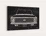 Milweb1 1971 C10 Chevrolet Chevy Truck CarGrilleArt TM | Sign Car Auto Man Cave Art Grill Garage Men Gifts Wall Decor Canvas Print