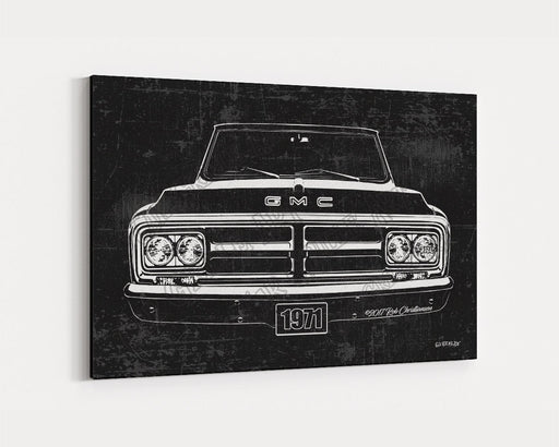 Milweb1 1971 GMC Truck CarGrilleArt TM | Sign Car Auto Man Cave Art Grill Garage Men Gifts Wall Decor Canvas Print
