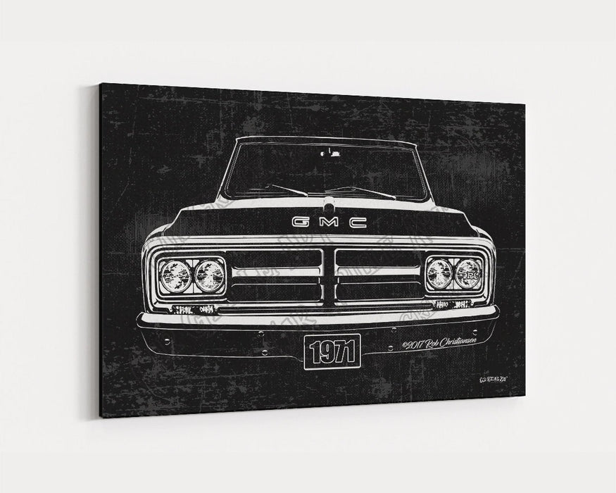 Milweb1 1971 GMC Truck CarGrilleArt TM | Sign Car Auto Man Cave Art Grill Garage Men Gifts Wall Decor Canvas Print
