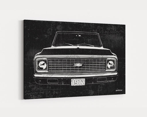 Milweb1 1972 C10 Chevrolet Chevy Truck CarGrilleArt TM | Sign Car Auto Man Cave Art Grill Garage Men Gifts Wall Decor Canvas Print