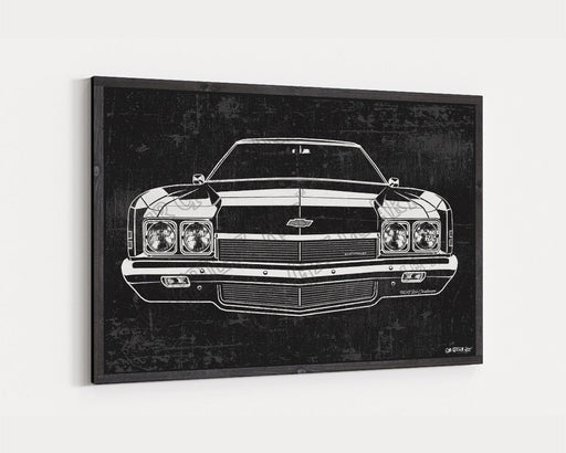 Milweb1 1972 Chevrolet Chevy Impala CarGrilleArt™ | Sign Car Auto Man Cave Art Grill Garage Men Gifts Wall Decor Canvas Print