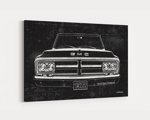 Milweb1 1972 GMC Truck CarGrilleArt TM | Sign Car Auto Man Cave Art Grill Garage Men Gifts Wall Decor Canvas Print