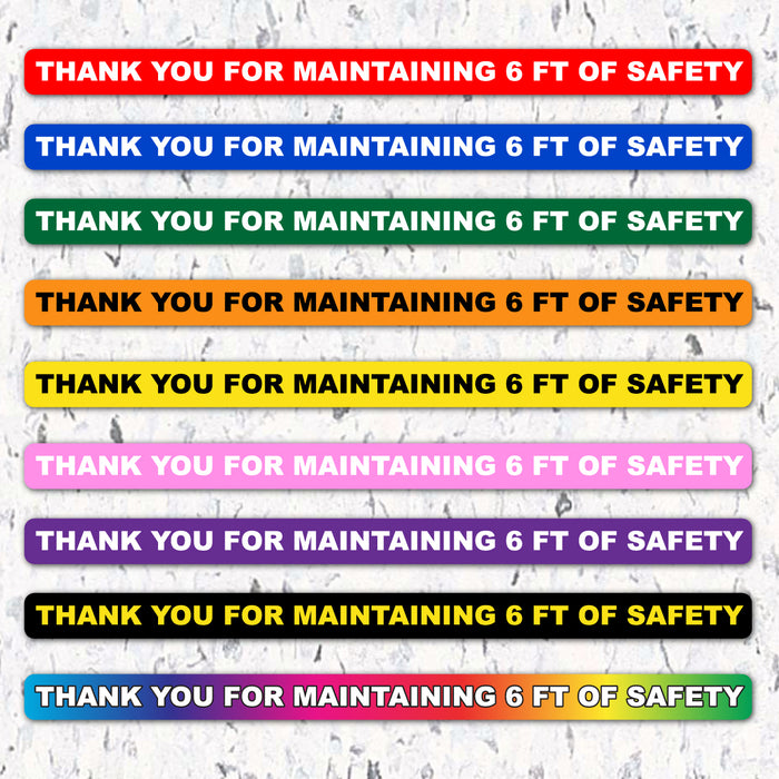 Milweb1 2"x24" / Yellow / 10 Thank You For Maintaining 6 FT of  Safety - 10 Packs