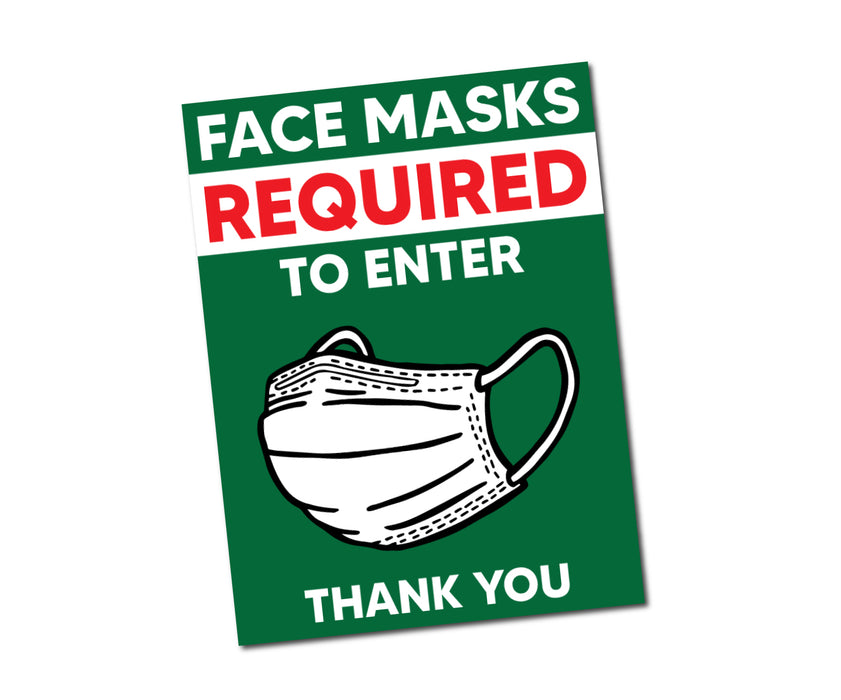 Milweb1 5 Pack / Green Face Mask Required To Enter Window Decal 7.5” X 10”