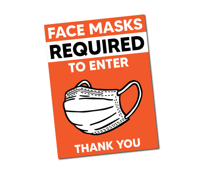 Milweb1 5 Pack / Orange Face Mask Required To Enter Window Decal 7.5” X 10”