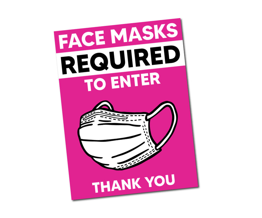 Milweb1 5 Pack / Pink Face Mask Required To Enter Window Decal 7.5” X 10”
