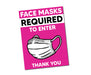 Milweb1 5 Pack / Pink Face Mask Required To Enter Window Decal 7.5” X 10”