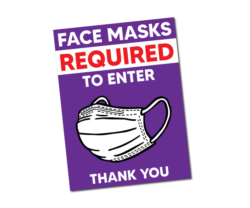 Milweb1 5 Pack / Purple Face Mask Required To Enter Window Decal 7.5” X 10”