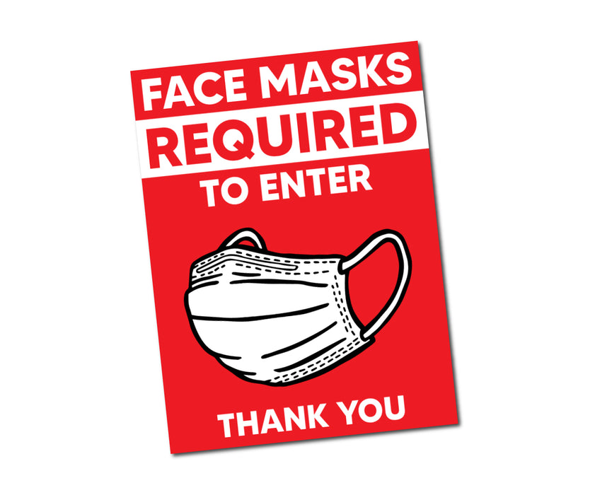 Milweb1 5 Pack / Red Face Mask Required To Enter Window Decal 7.5” X 10”