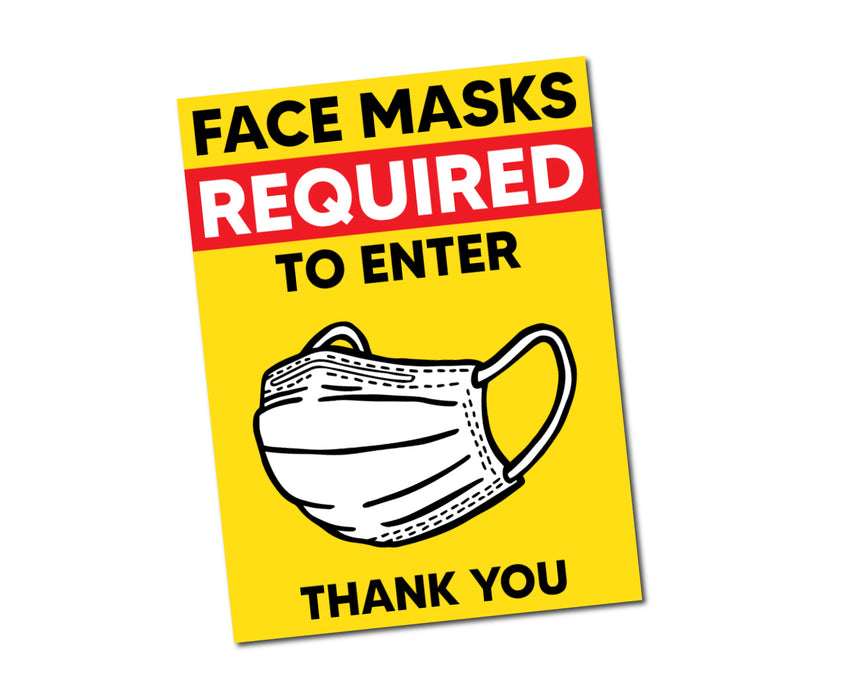 Milweb1 5 Pack / Yellow Face Mask Required To Enter Window Decal 7.5” X 10”