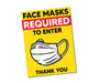 Milweb1 5 Pack / Yellow Face Mask Required To Enter Window Decal 7.5” X 10”