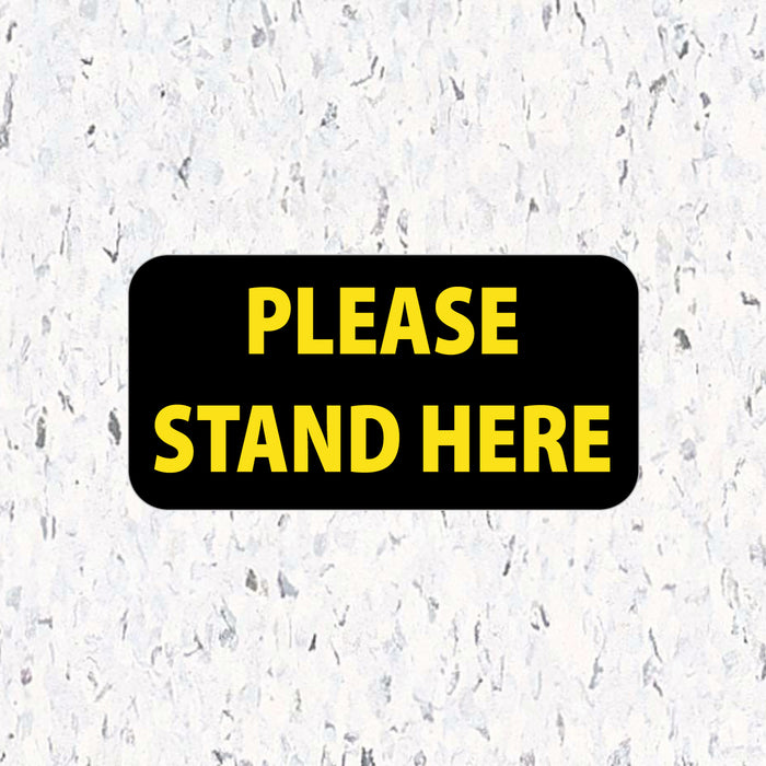 Milweb1 6"x12" / Black / 10 Social Distancing Floor Decals - Please Stand Here - Rectangle Pack