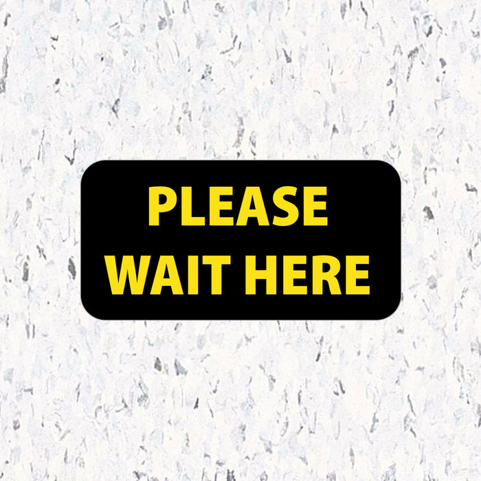 Milweb1 6"x12" / Black / 10 Social Distancing Floor Decals - Please Wait Here - Rectangle Packs