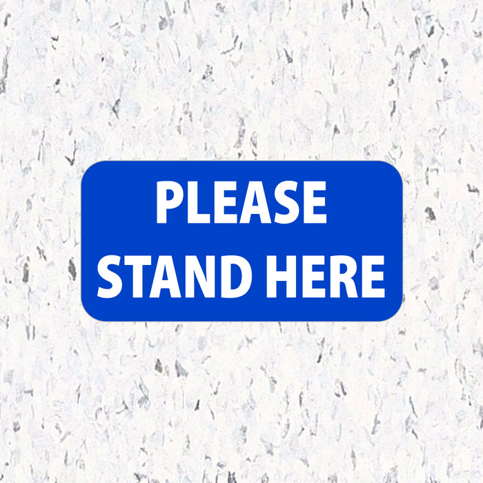 Milweb1 6"x12" / Blue / 10 Social Distancing Floor Decals - Please Stand Here - Rectangle Pack