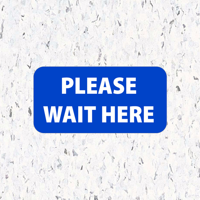 Milweb1 6"x12" / Blue / 10 Social Distancing Floor Decals - Please Wait Here - Rectangle Packs