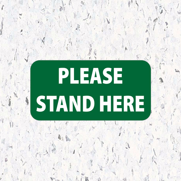 Milweb1 6"x12" / Green / 10 Social Distancing Floor Decals - Please Stand Here - Rectangle Pack