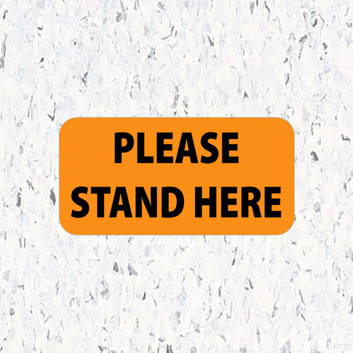 Milweb1 6"x12" / Orange / 10 Social Distancing Floor Decals - Please Stand Here - Rectangle Pack