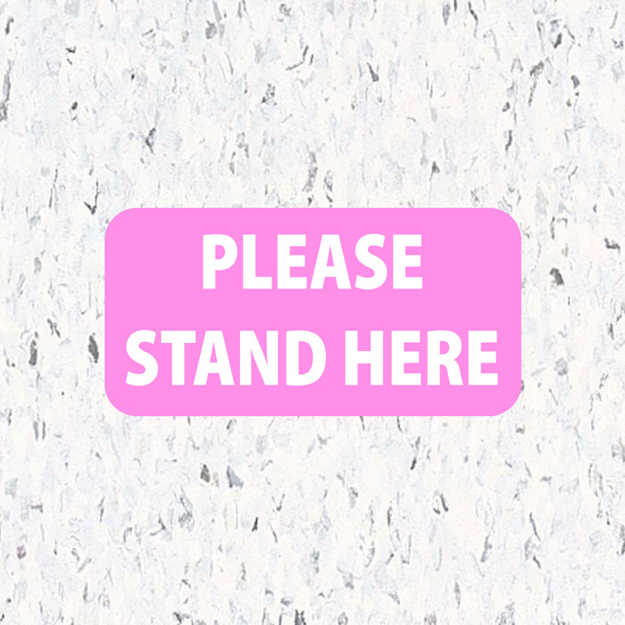 Milweb1 6"x12" / Pink / 10 Social Distancing Floor Decals - Please Stand Here - Rectangle Pack