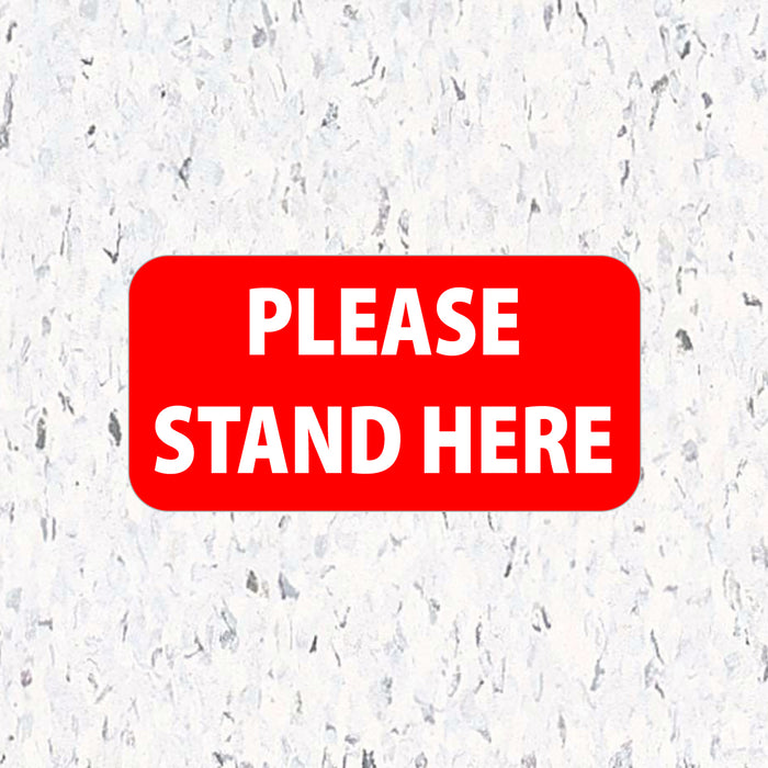 Milweb1 6"x12" / Red / 10 Social Distancing Floor Decals - Please Stand Here - Rectangle Pack