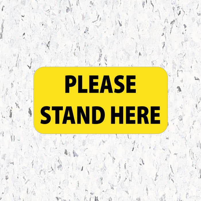Milweb1 6"x12" / Yellow / 10 Social Distancing Floor Decals - Please Stand Here - Rectangle Pack