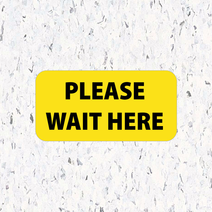 Milweb1 6"x12" / Yellow / 10 Social Distancing Floor Decals - Please Wait Here - Rectangle Packs
