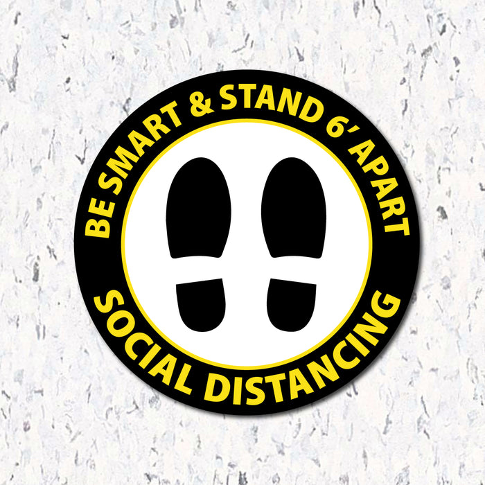 Milweb1 6"x6" / Black / Indoor Be Smart & Stand 6' Apart - Social Distancing Floor Decal