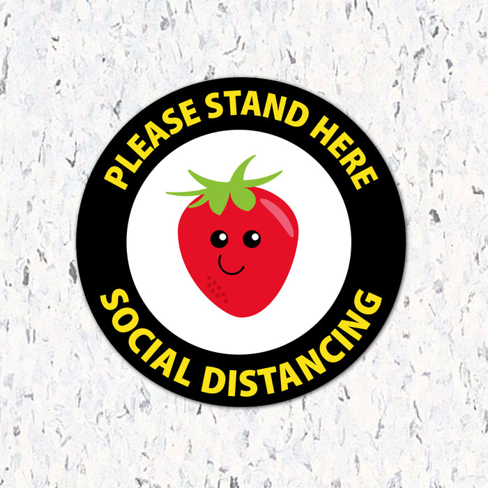 Milweb1 6"x6" / Black / Indoor Kids Please Stand Here Fruit - Social Distancing Floor Decal