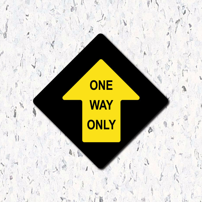 Milweb1 6"x6" / Black / Indoor One Way Only Arrow - Diamond Shaped