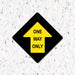 Milweb1 6"x6" / Black / Indoor One Way Only Arrow - Diamond Shaped