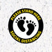 Milweb1 6"x6" / Black / Indoor Please Stand Here Feet - Social Distancing Floor Decal