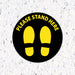 Milweb1 6"x6" / Black / Indoor Please Stand Here with Feet - Floor Decal