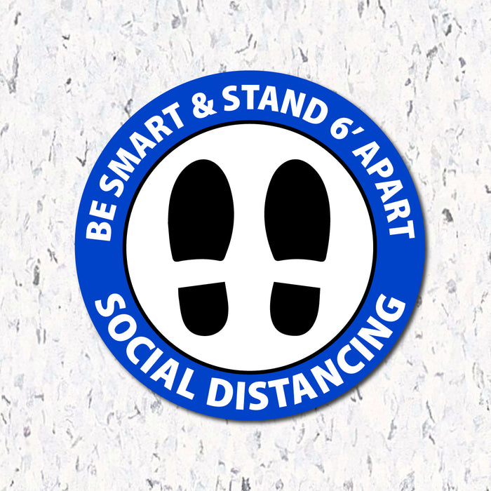 Milweb1 6"x6" / Blue / Indoor Be Smart & Stand 6' Apart - Social Distancing Floor Decal
