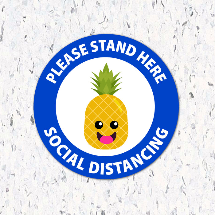 Milweb1 6"x6" / Blue / Indoor Kids Please Stand Here Fruit - Social Distancing Floor Decal