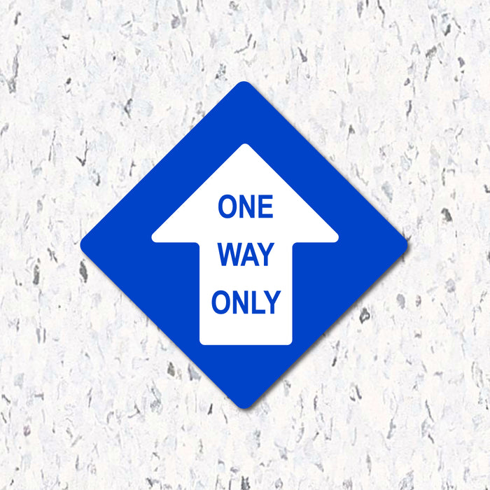 Milweb1 6"x6" / Blue / Indoor One Way Only Arrow - Diamond Shaped